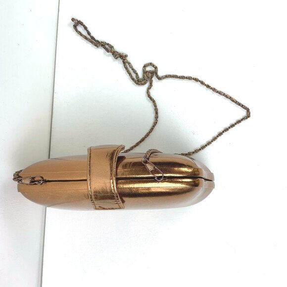 Vintage La Regale Rose Gold Clutch Hard Case Crossbody Chain Strap - Picture 16 of 16